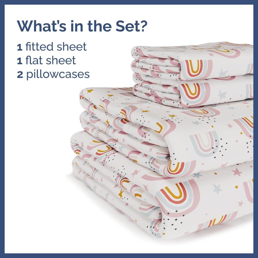 CGK Linens 4 Piece Kids Microfiber Sheet Set - Wrinkle Free - Cute, Cozy, Soft