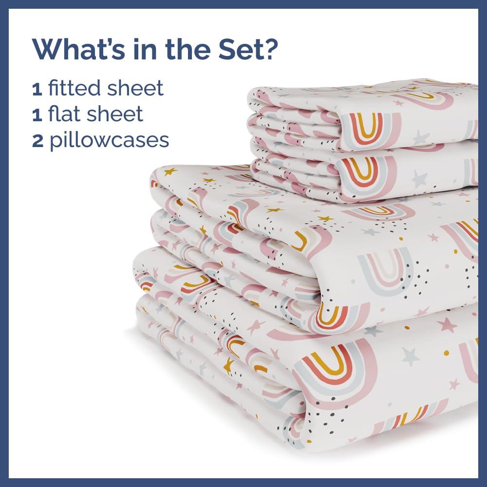CGK Linens 4 Piece Kids Microfiber Sheet Set - Wrinkle Free - Cute, Cozy, Soft