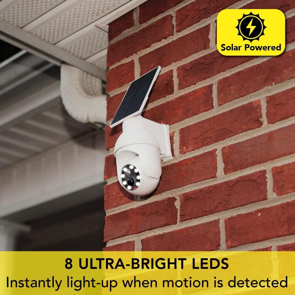 Handy Brite Solar Security 360 LED Light that Looks like a Camera with a Beam Spread of 120 Degrees.