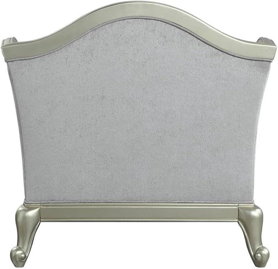 ACME Qunsia Chair with 2 Pillows in Light Gray Fabric and Champagne