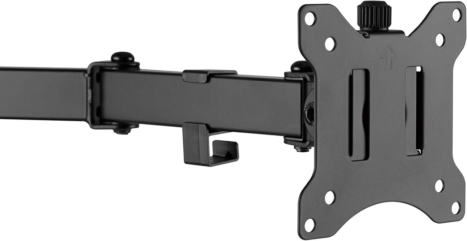 Black Steel Dual Monitor Desk Mount with Easy Clamp