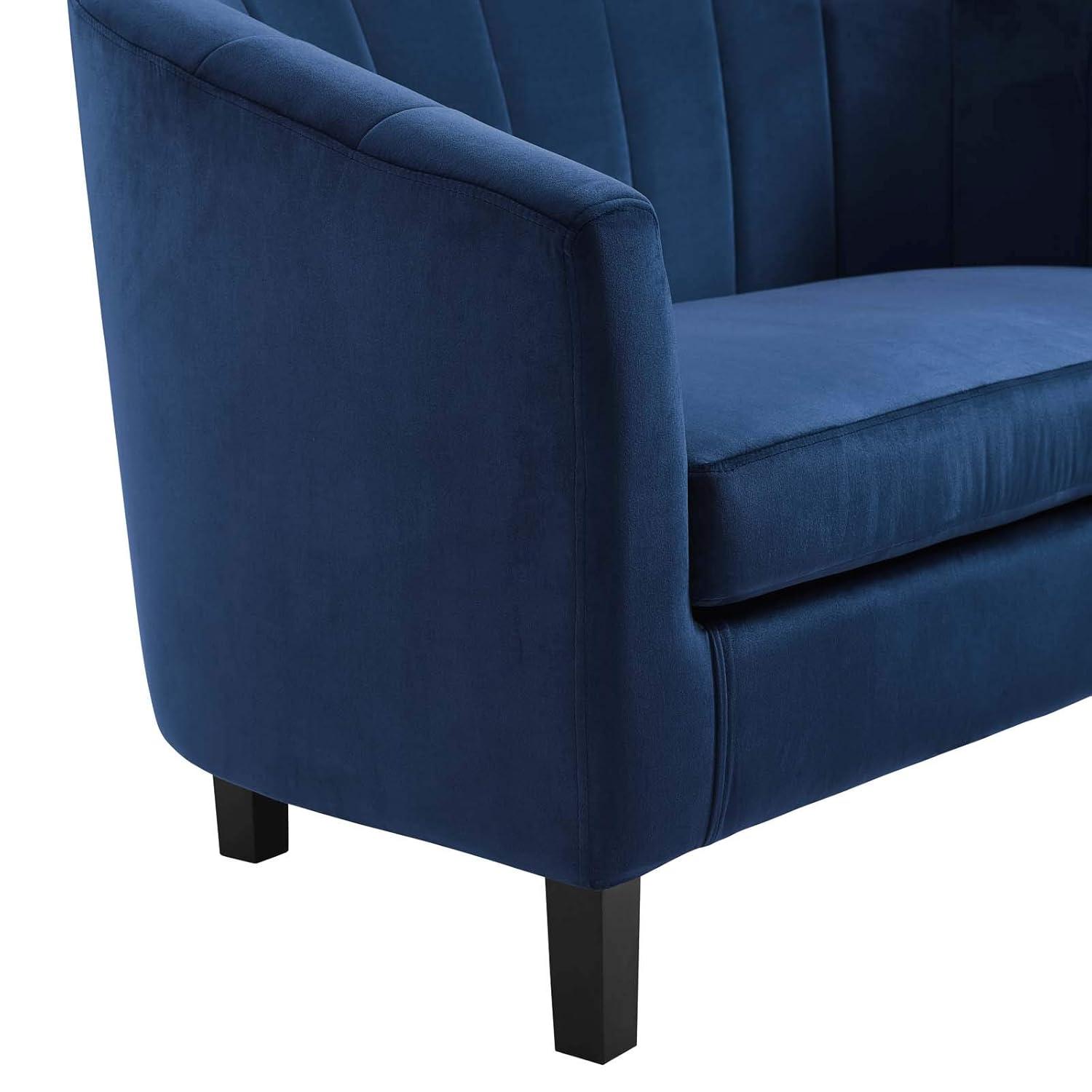 Modway Prospect Channel Tufted Performance Velvet Armchair in Navy