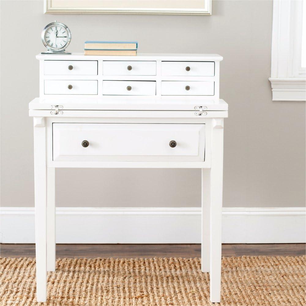 Transitional Black Wood Desk with 7 Drawers and Foldable Top