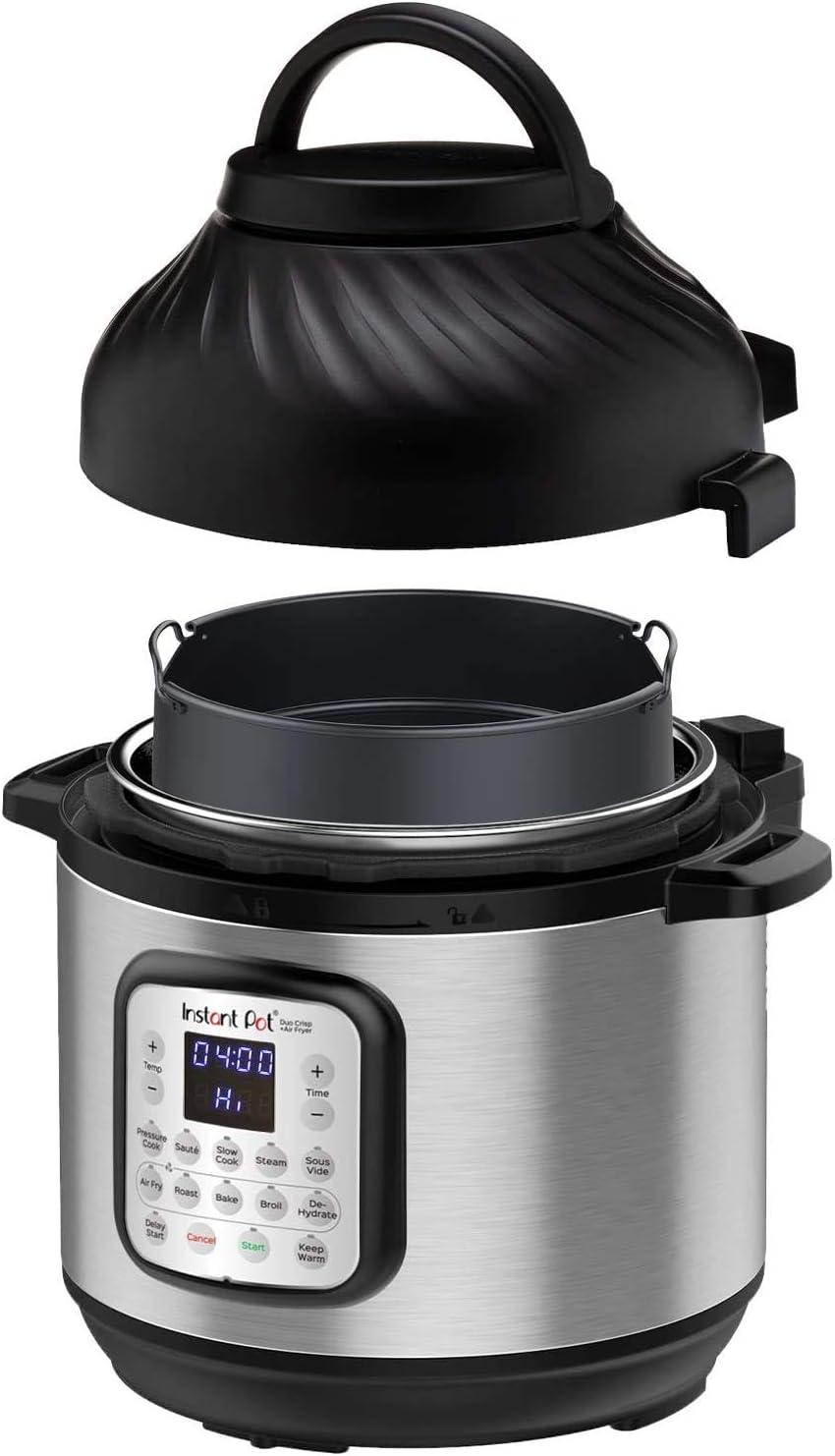 6-Quart Silver Stainless Steel Pressure Cooker and Air Fryer