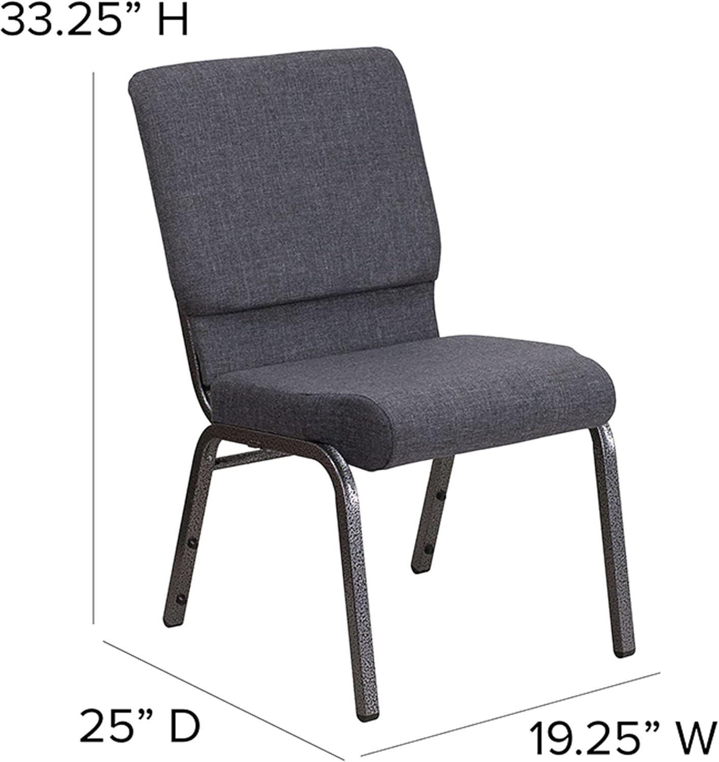 Flash Furniture HERCULES Series 18.5''W Stacking Church Chair in Dark Gray Fabric - Silver Vein Frame