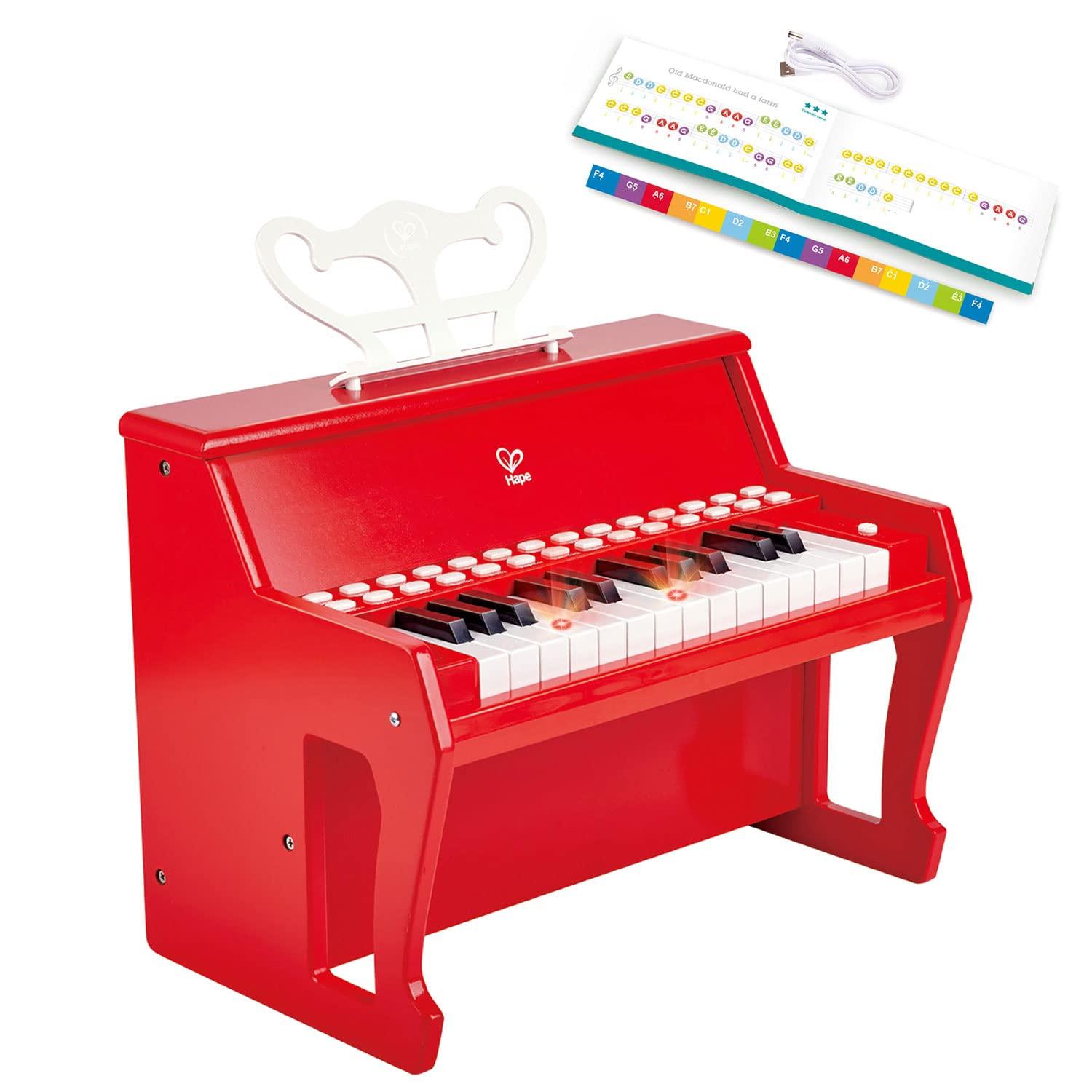 Hape Learn With Lights: Electronic Piano - Red, 25 Keys, Ages 3+