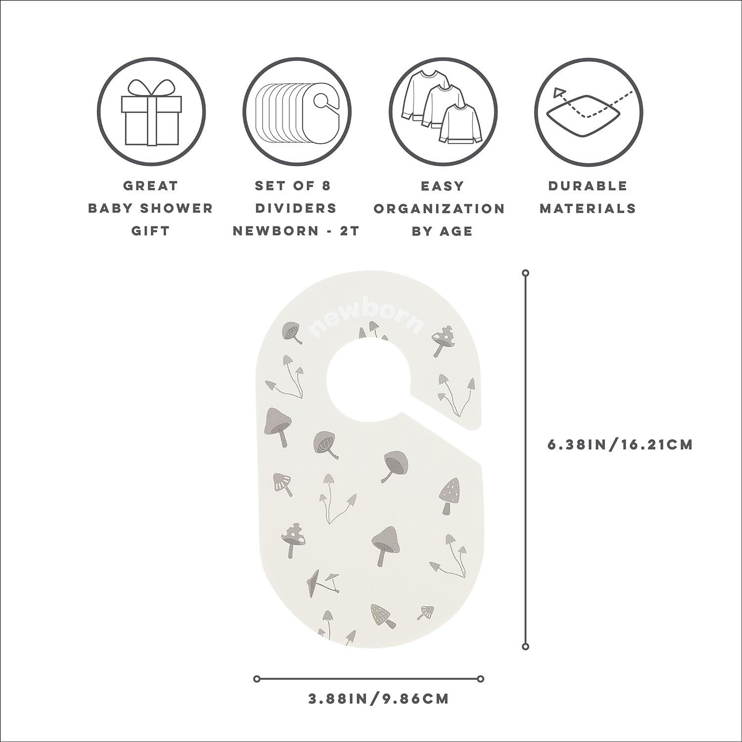 3 Sprouts Baby Closet Dividers (Newborn to 24 Months) – Set of 8 - Mushroom