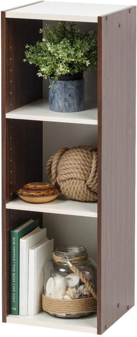 Walnut Brown Modular Cubby Bookshelf with Adjustable Shelves