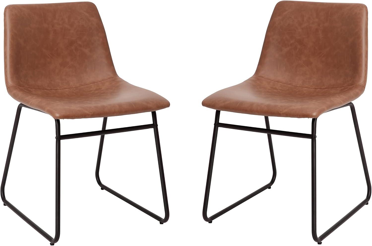 Light Brown Metal Frame High Back Dining Side Chair