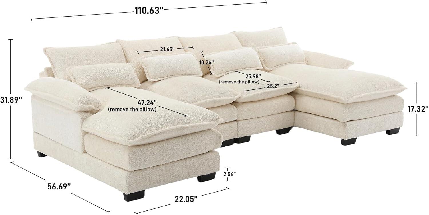 Latitude Run® Millan U Shape Sectional Sofa Cloud Couch, 110" Modern Chenille Comfy Modular Sofa