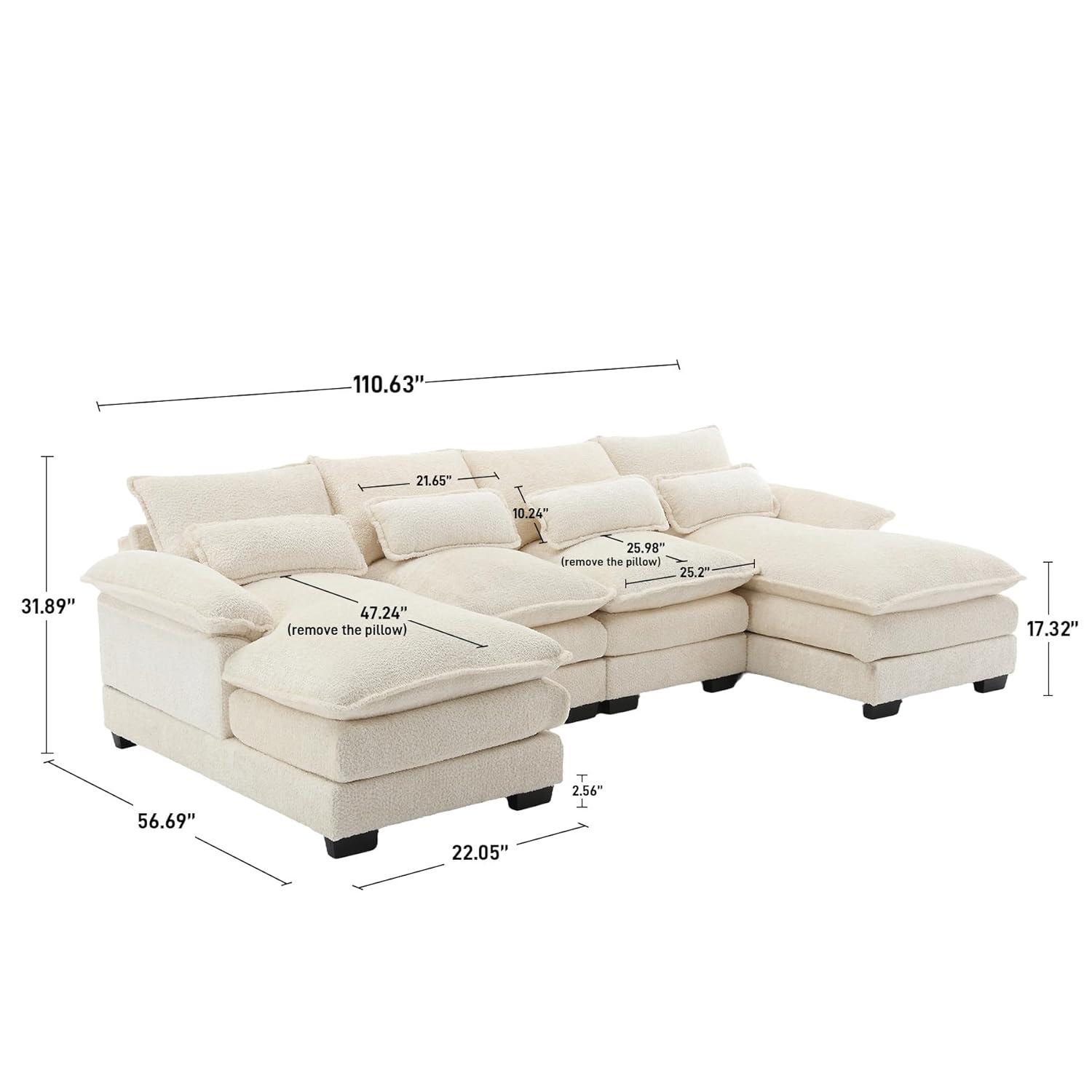 Latitude Run® Millan U Shape Sectional Sofa Cloud Couch, 110" Modern Chenille Comfy Modular Sofa