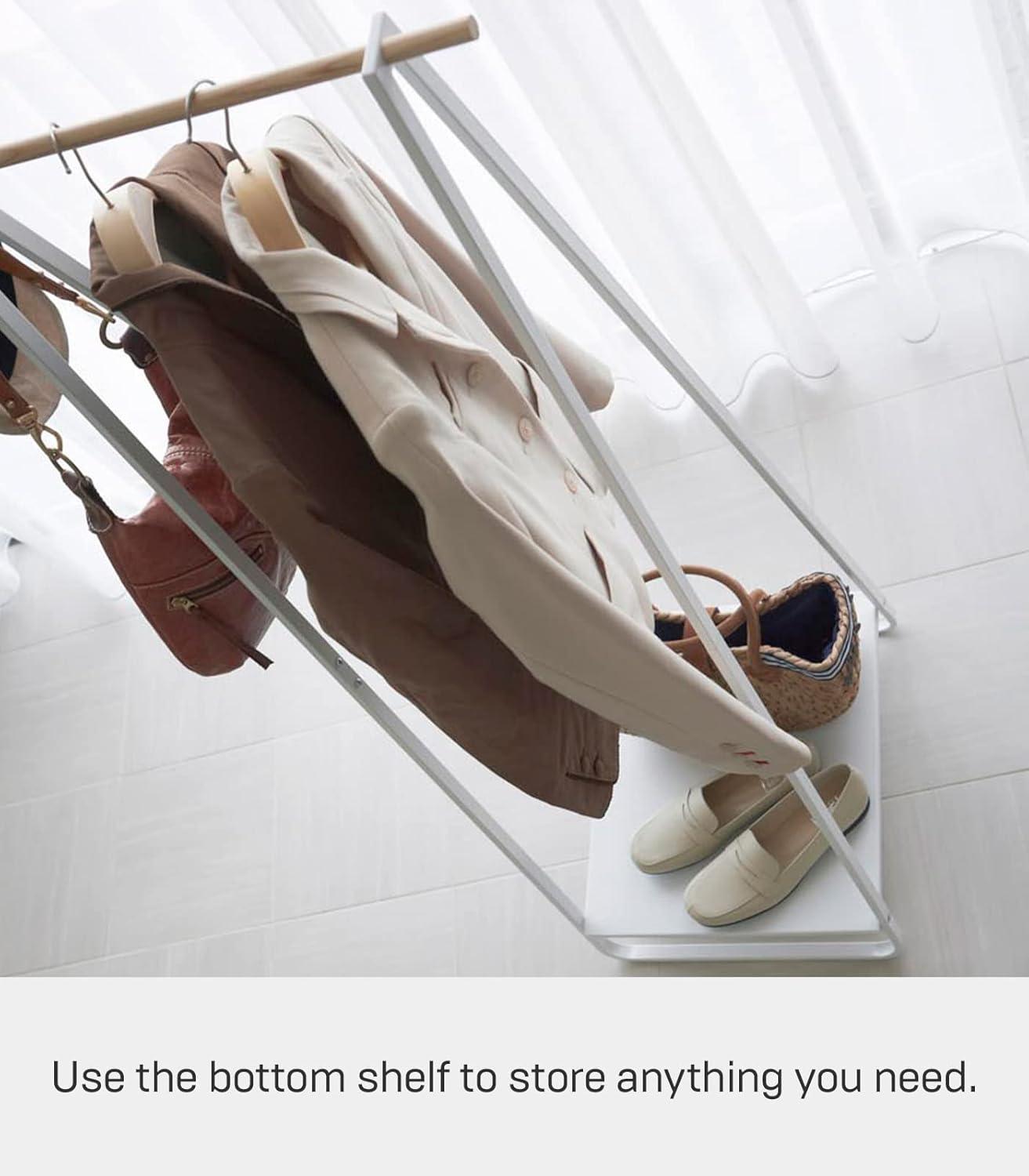 Yamazaki Home Tower Freestanding Coat Hanger Clothes Rack With Shelf, 55" - Steel