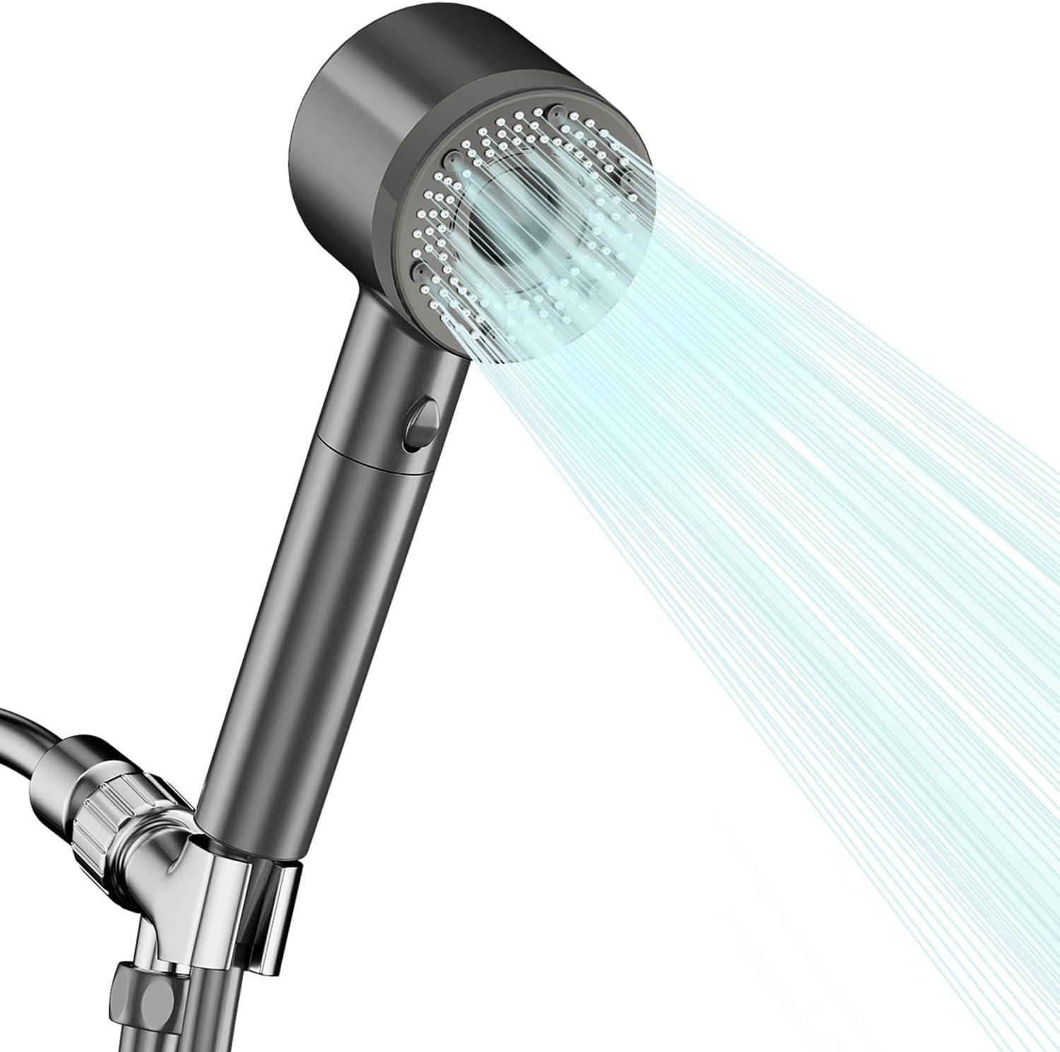 High Pressure Chrome Handheld Shower Head with Filter and Multiple Spray Modes