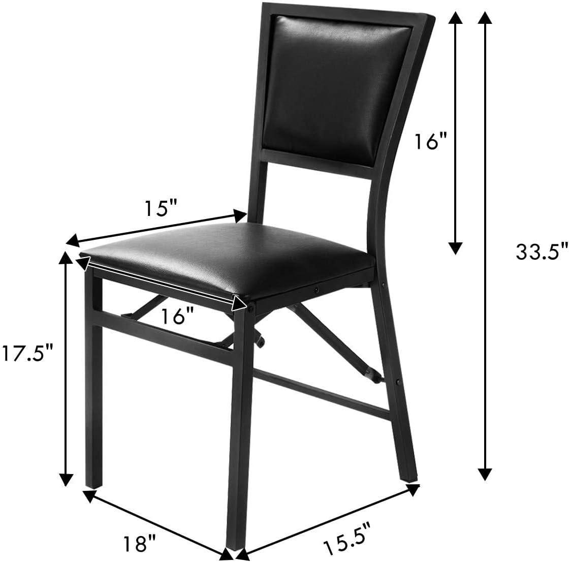Costway Set of 2 Metal Folding Chair Dining Chairs Home Restaurant Furniture Portable Black