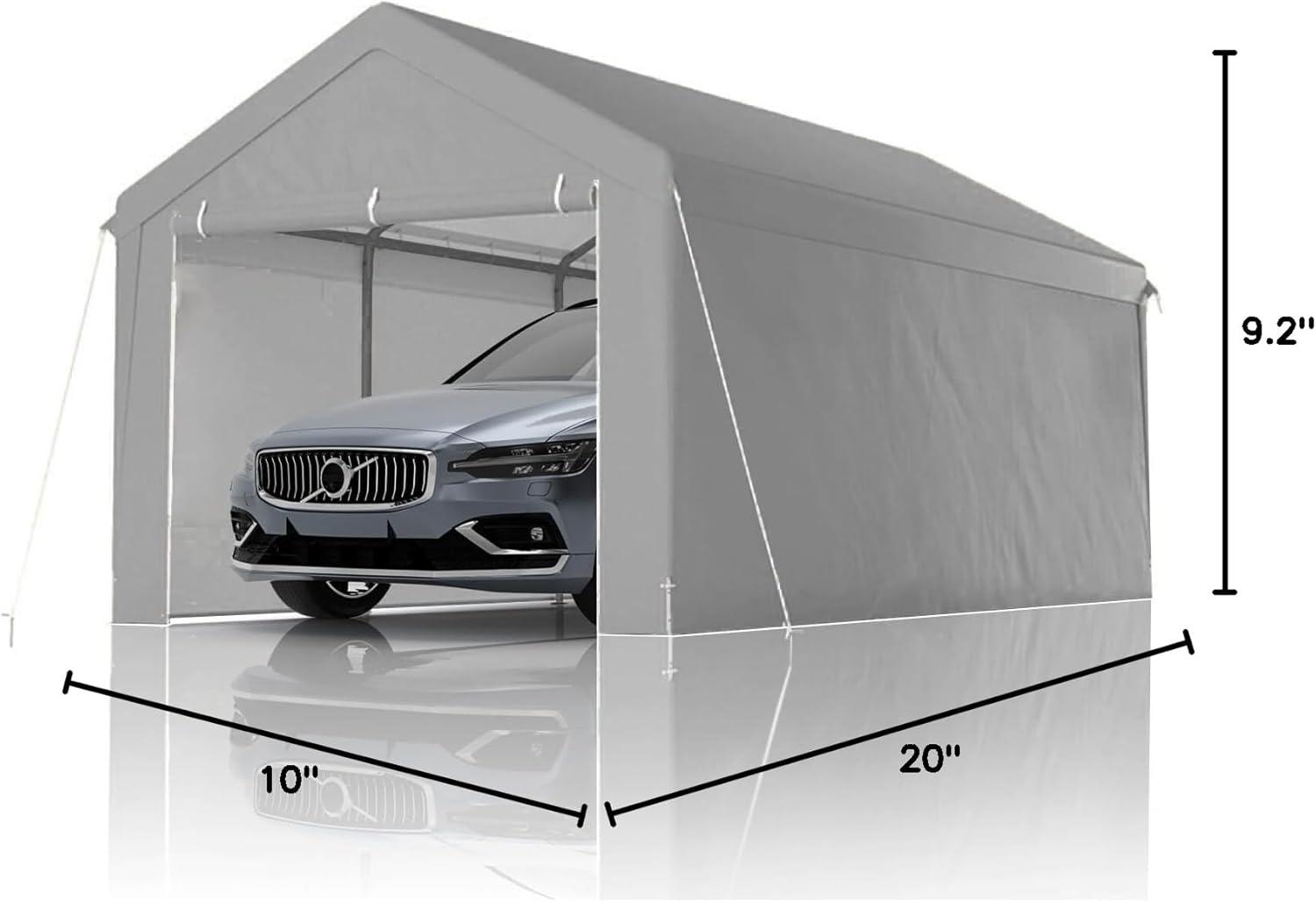 Grezone 10 x 20 ft Outdoor Canopy Carport Portable Car Tent Garage