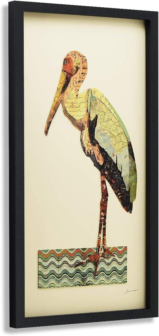 Empire Art Direct Crane Dimensional Collage Framed Graphic Art Under Glass Wall Art, 17" x 33" x 1.4", Ready to Hang