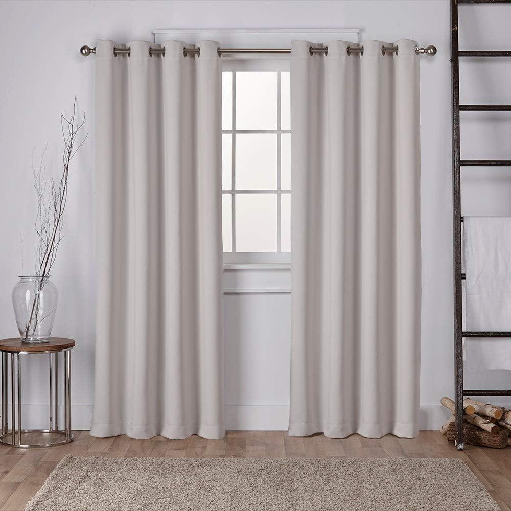 Exclusive Home Sateen Twill Woven Room Darkening Blackout Grommet Top Curtain Panel Pair, 52"x84", Silver