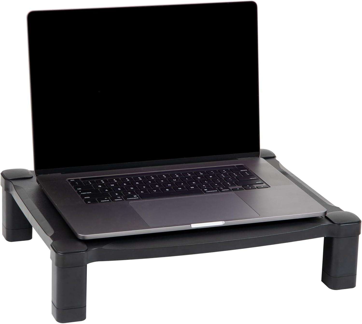 Mind Reader Adjustable Plastic Monitor and Laptop Stand, Black