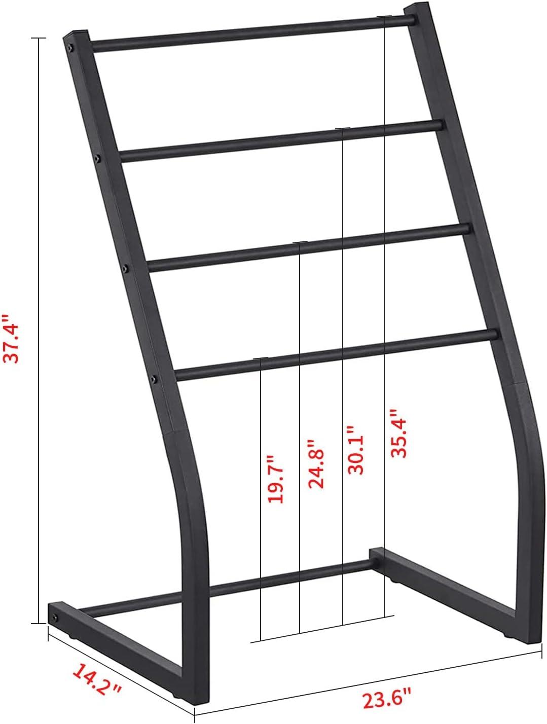 Black Metal 4-Tier Freestanding Towel Rack