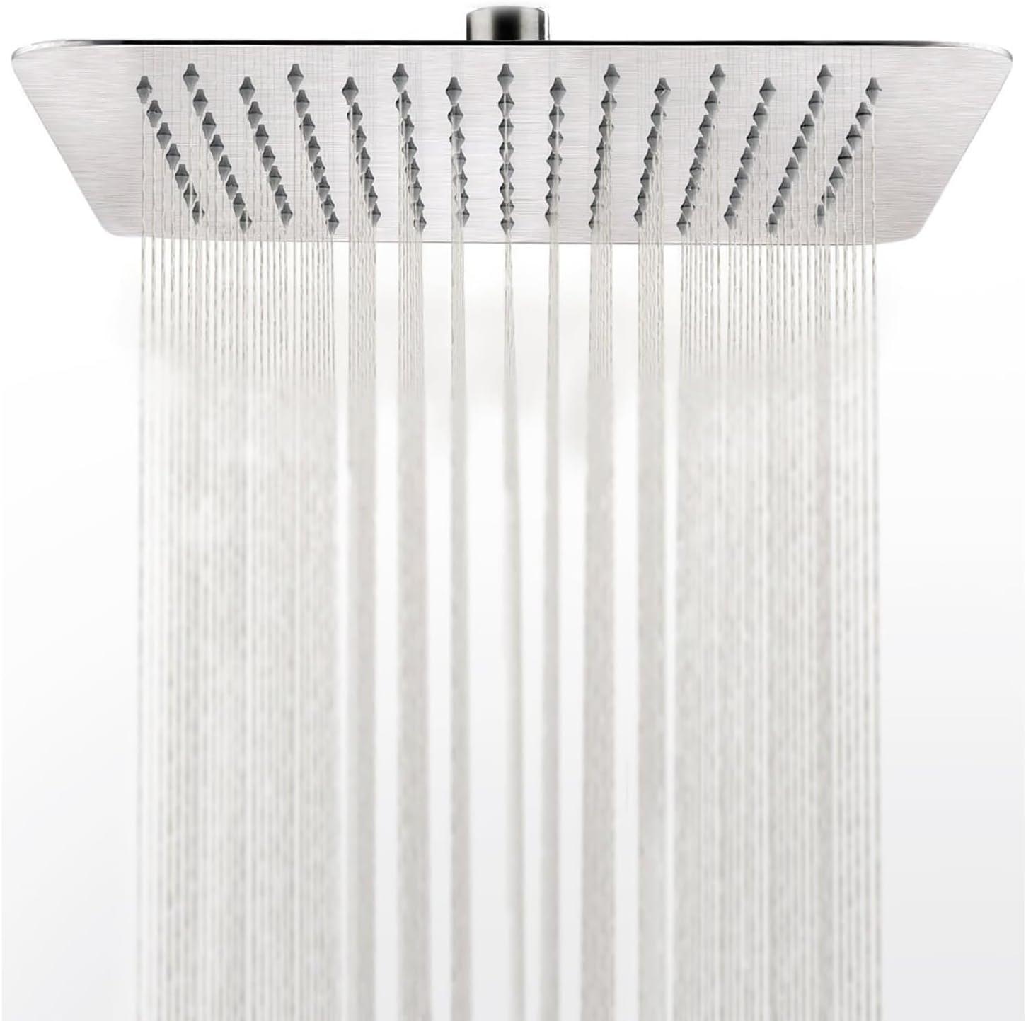 Brushed Stainless Steel 12" Square Rain Shower Head