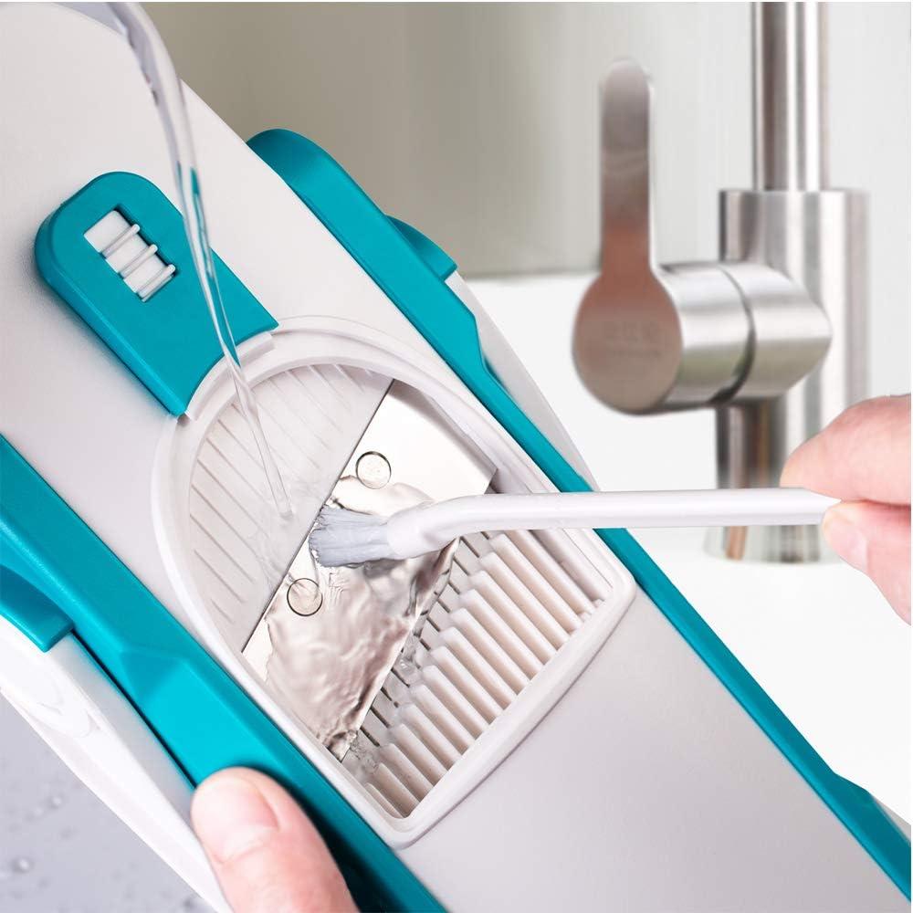 ONCE FOR ALL Safe Mandoline Slicer 5 in 1 Vegetable Cutter, Strips Julienne Dicer Adjustable Thickness 0.1-8 mm for Kitench Fast Meal Prep (Light Blue)