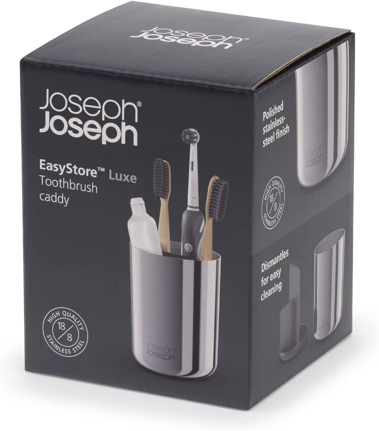 Joseph Joseph EasyStore Luxe Stainless Steel Compact Toothbrush Holder