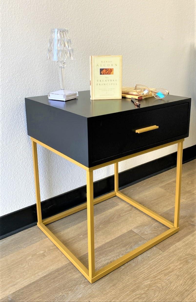 LuXeo LuXeo Catalina One Drawer Nightstand with Mustard Gold Legs