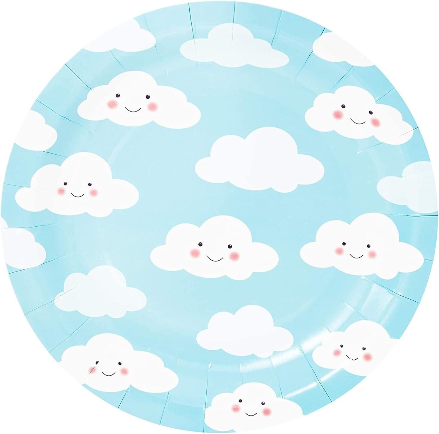 Juvale 144-Piece Serves 24 Cloud Themed Party Supplies - Disposable Plates, Napkins, Cups & Cutlery