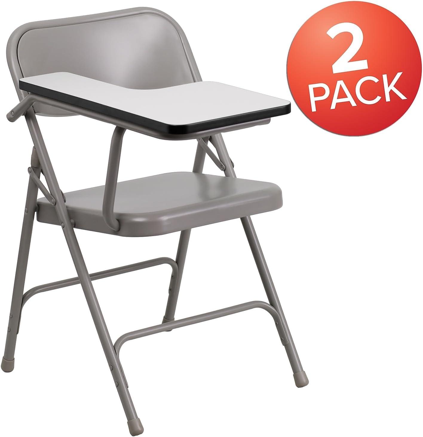 Mission Premium Steel Folding Chair with Right Handed Tablet Arm by Flash Furniture