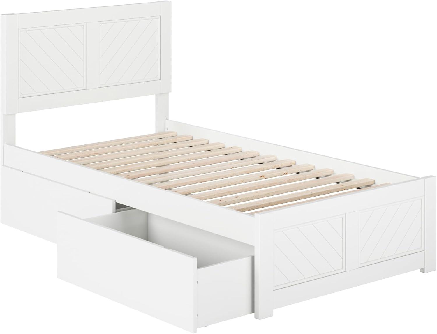 AFI Canyon White Solid Wood Platform Bed with Matching Footboard & Storage Drawers, King