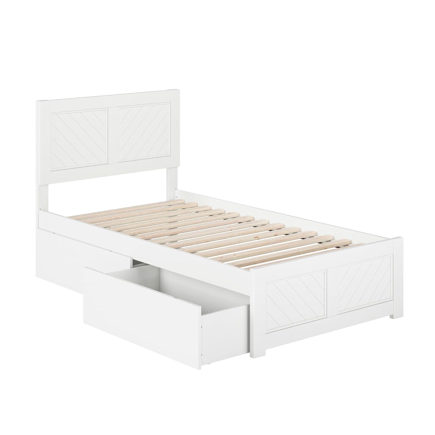 AFI Canyon White Solid Wood Platform Bed with Matching Footboard & Storage Drawers, King