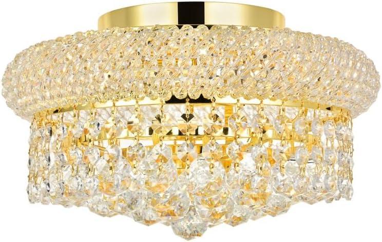 Elegant Lighting Primo 4 light Gold Flush Mount Clear Royal Cut Crystal