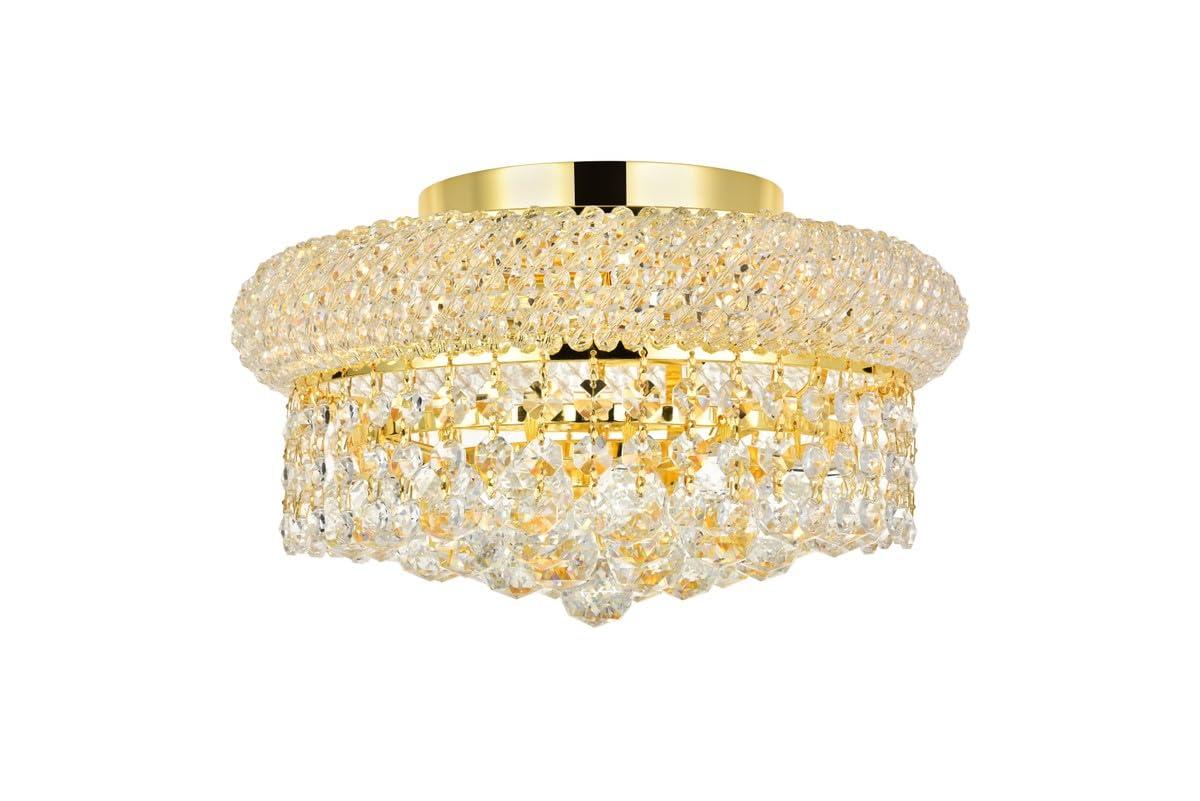 Elegant Lighting Primo 4 light Gold Flush Mount Clear Royal Cut Crystal