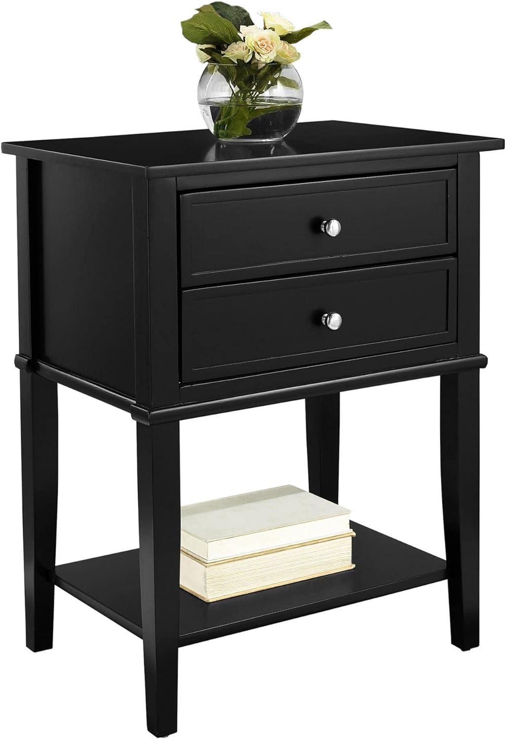 Ameriwood Home Franklin Nightstand Table with 2 Drawers and Lower Shelf