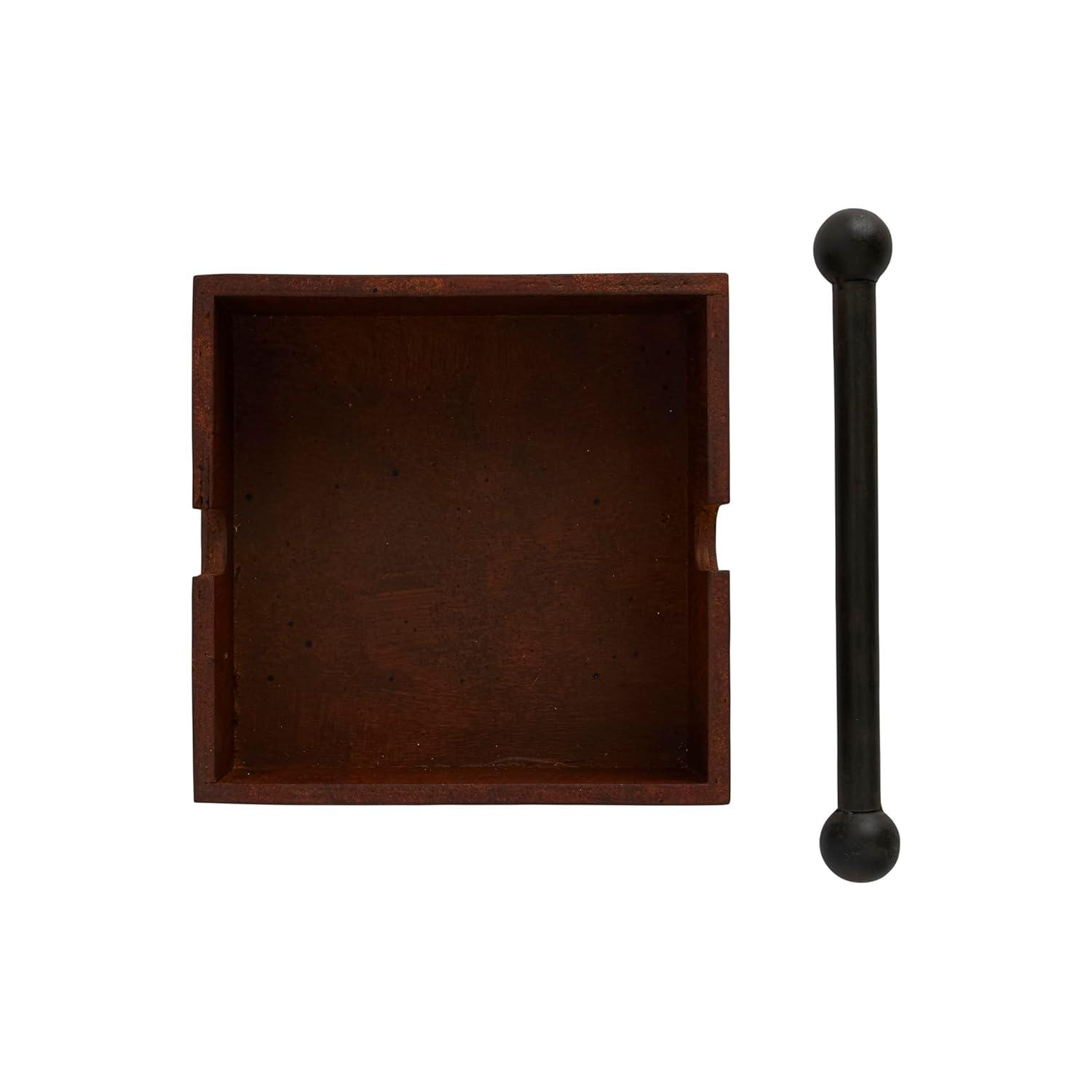 Storied Home Square Wood & Metal Dinner Napkin Holder: Freestanding, Spot Clean, Kitchen Accessory
