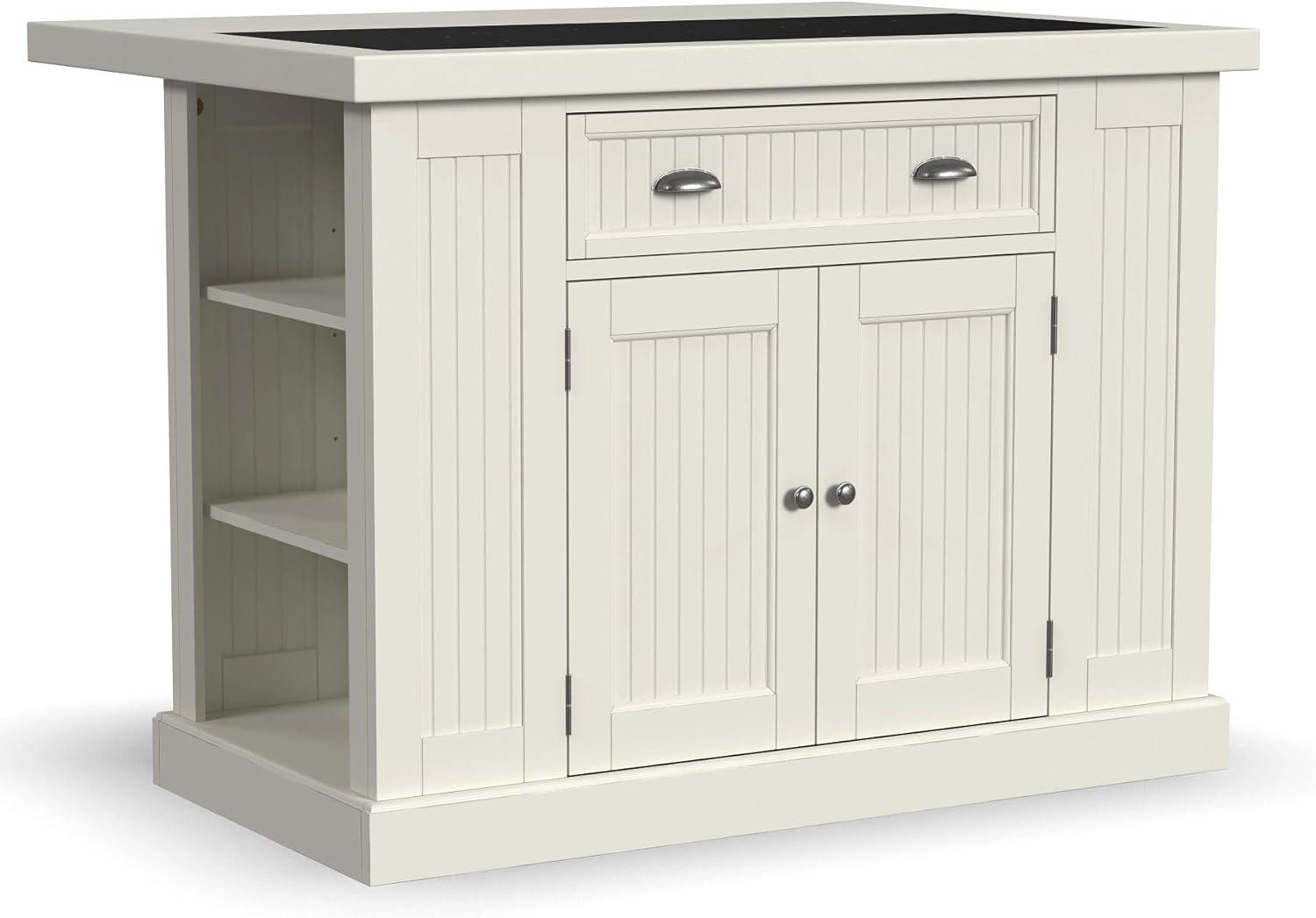 Nantucket Off-White Kitchen Island with Black Granite Top