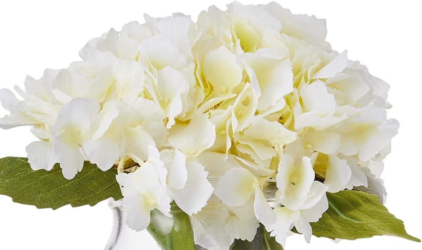 Blooming Hydrangea with Vase, Cream - Nearly Natural: Elegant Faux Hydrangea Arrangement, Indoor Spring Decor