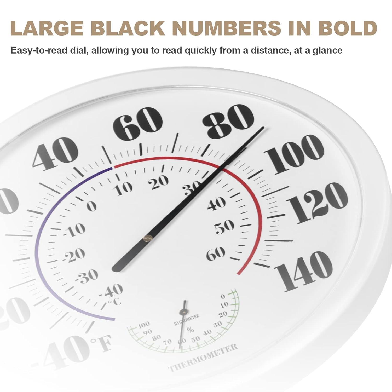 Uanit Indoor Outdoor Thermometer Large Numbers Wall Thermometer Hygrometer Waterproof Does not Require Battery Wireless Hanging Hygrometer Garden Decoration