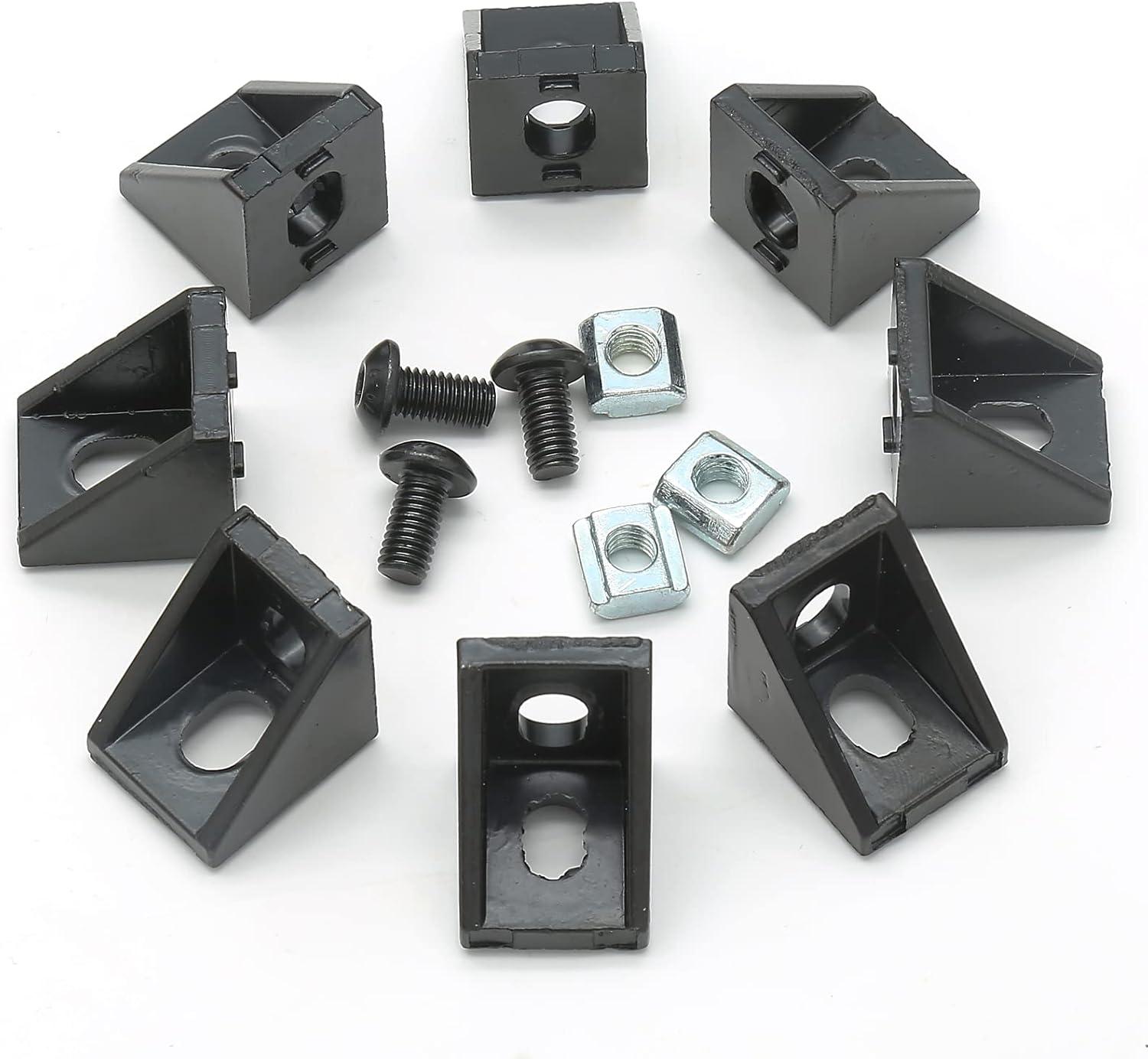 20-Piece Black Aluminum 90 Degree Corner Bracket Set