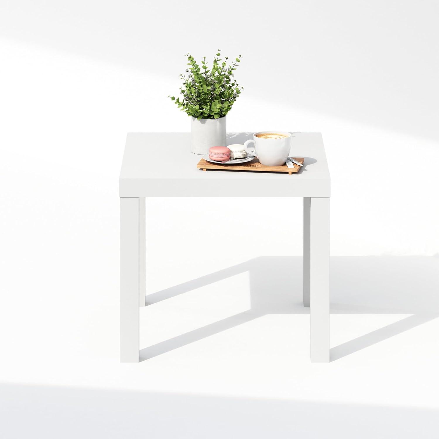 Furinno Simple Square Coffee Table, Side Table, White