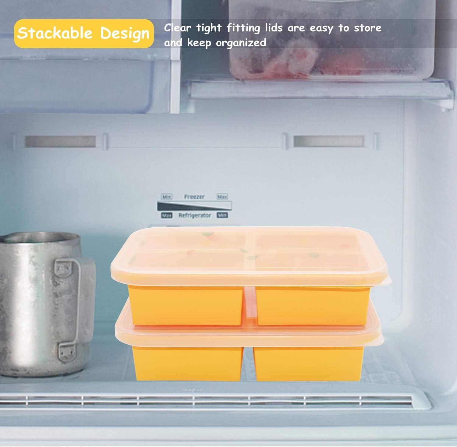 Bangp 1-Cup Silicone Freezer Trays with Lid,2 Pack,Easy-Release Silicone Freezing Tray for Soup Ice Cubes,Soup Freezer Molds,Freeze & Store Broth,Sauce,Leftovers - Makes 8 Perfect 1 Cup Portions
