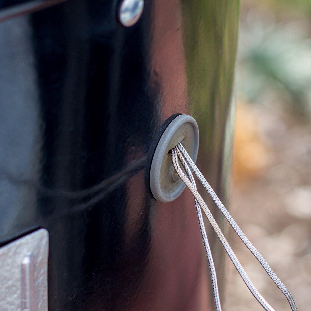 Black Porcelain Charcoal Smoker with Steel Grates and Thermometer