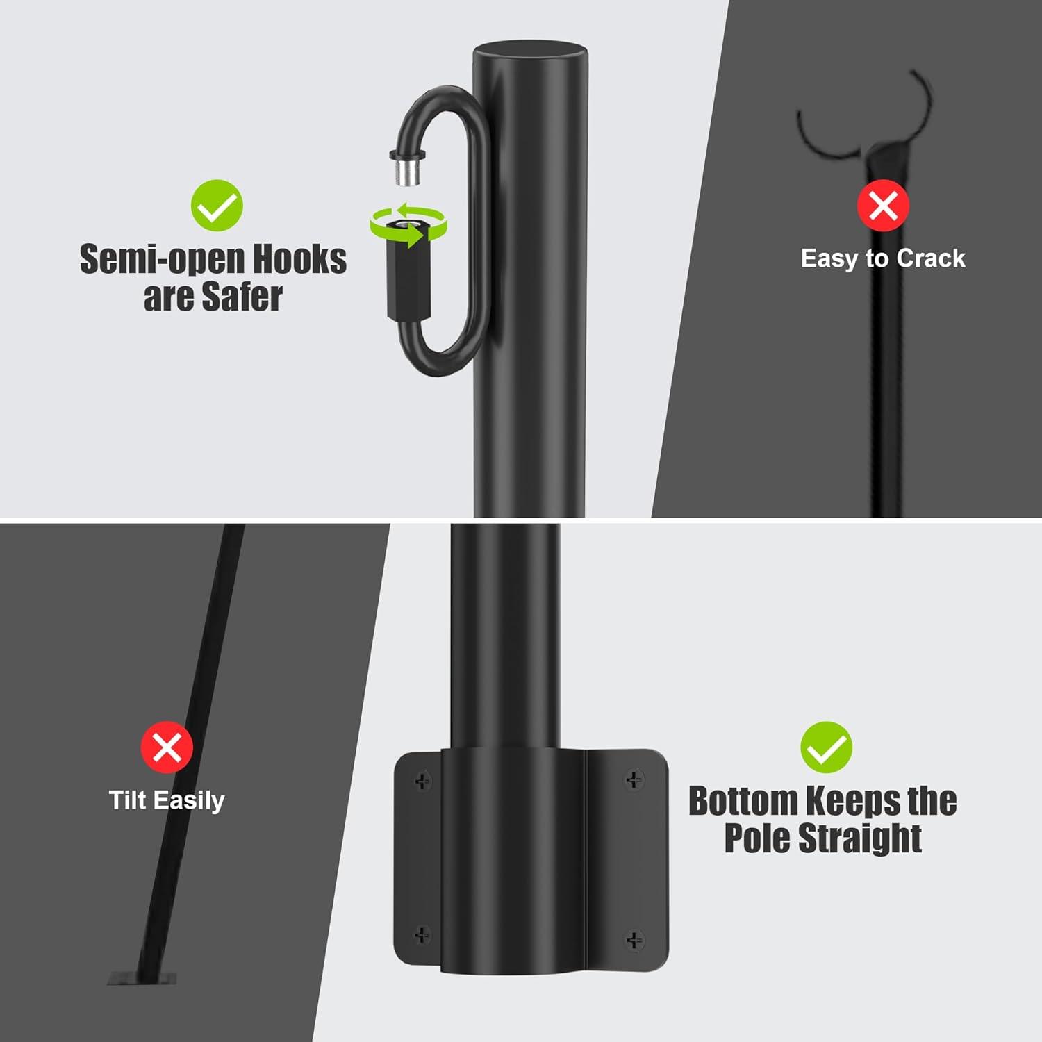2 Pack 2.8 FT String Light Poles, Suspension Outdoor Fence Post Lights with Clip and Bracket