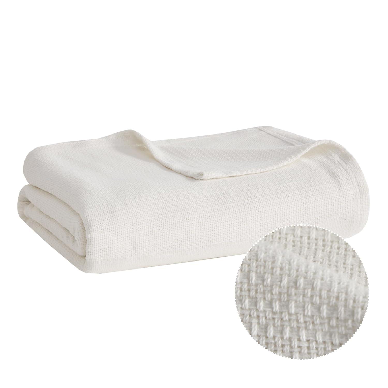 Madison Park Freshspun Basketweave Cotton Blanket