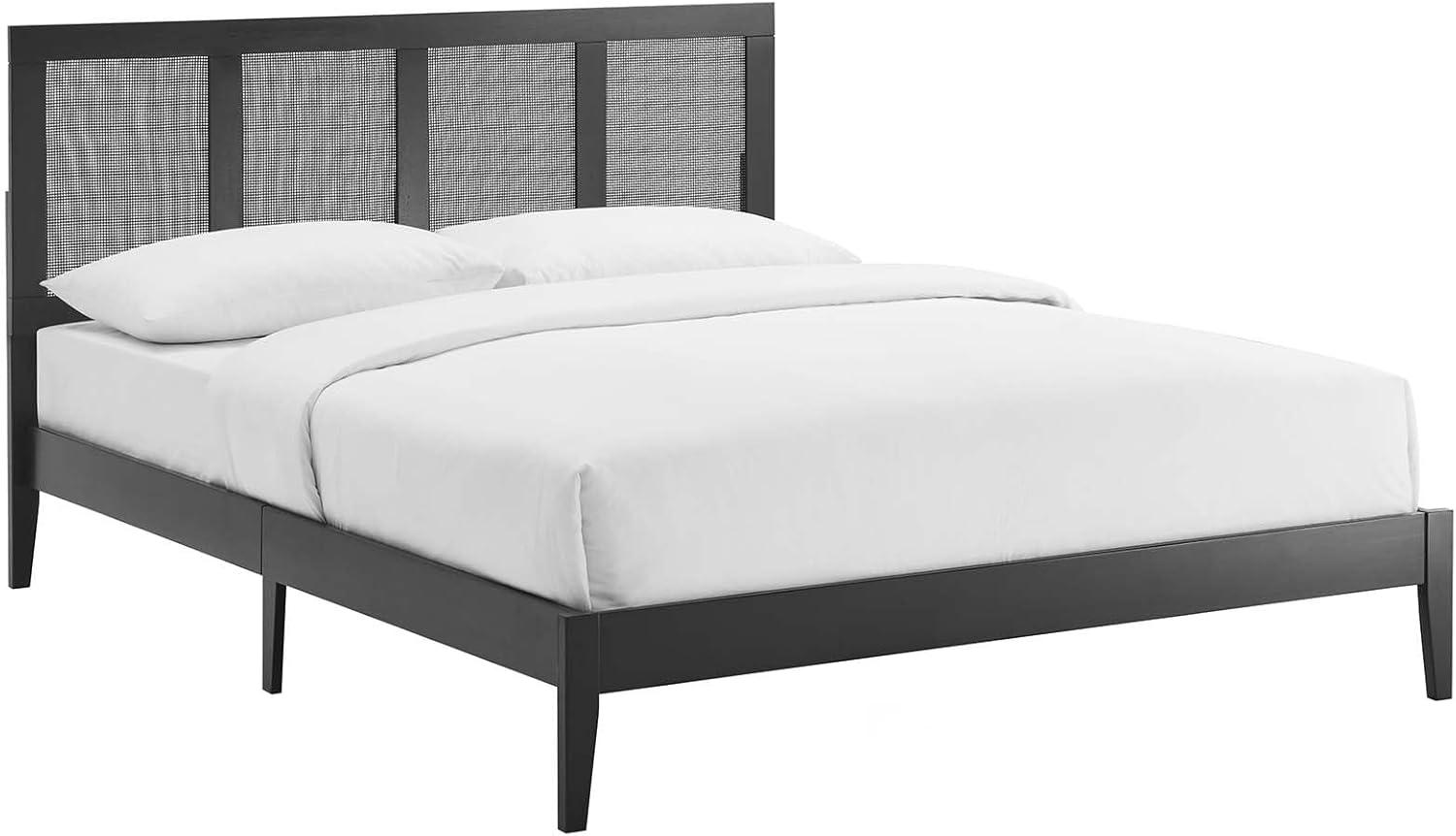 Sirocco Rattan and Wood Queen Platform Bed in Black