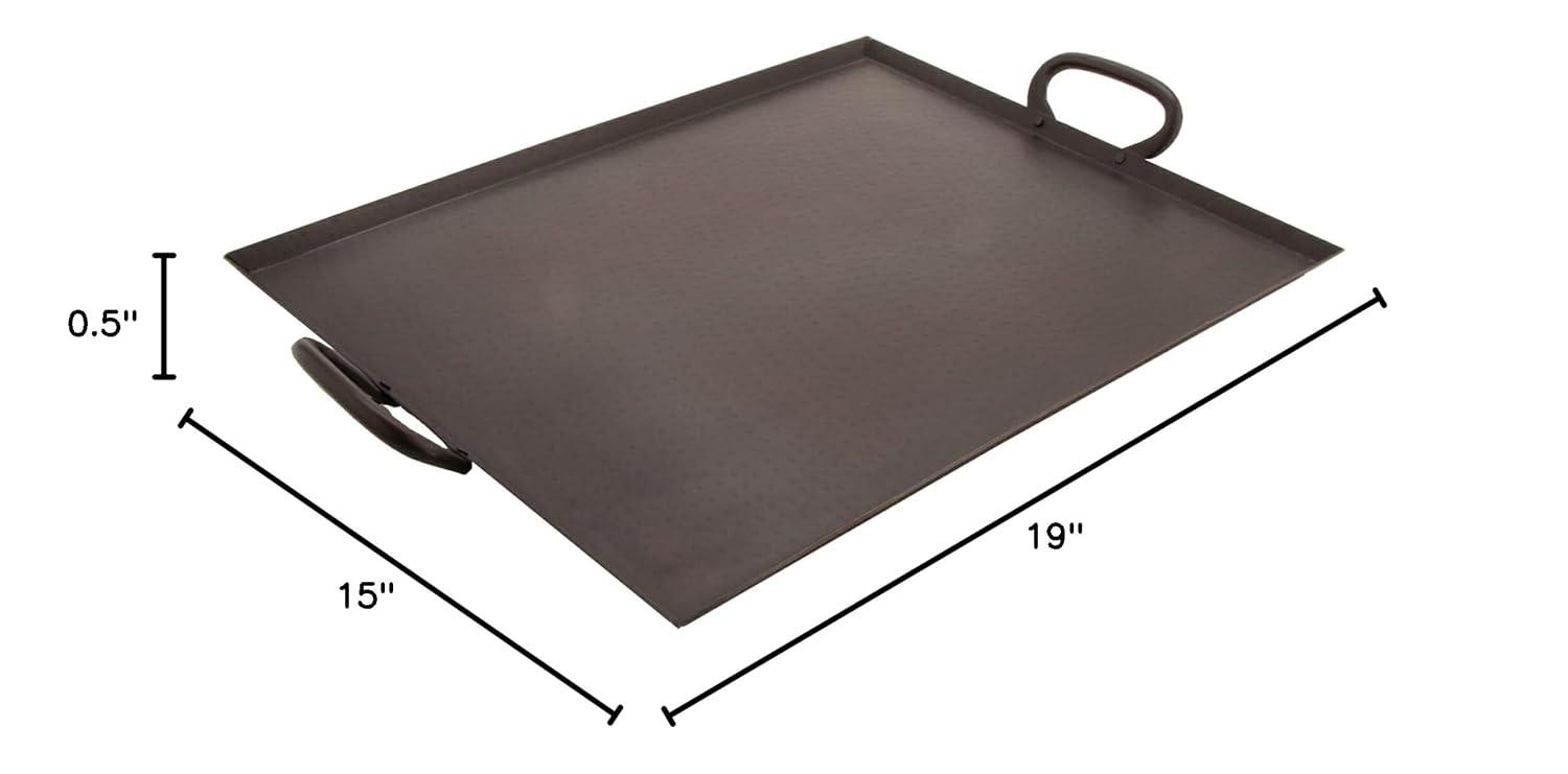 G.E.T. Heavy-Duty Metal Serving / Ottoman Tray with Handles, 19" x 15", Hammered Bronze