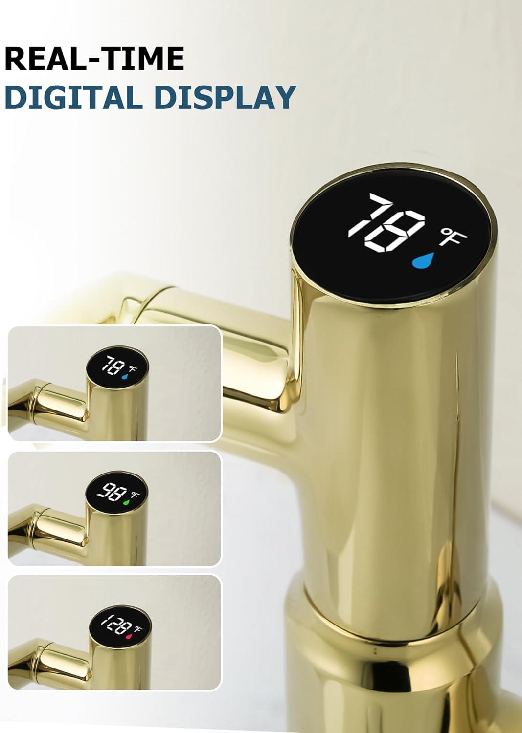 Lefton Rotatable Single Hole Bathroom Faucet with Temperature Display BF2204