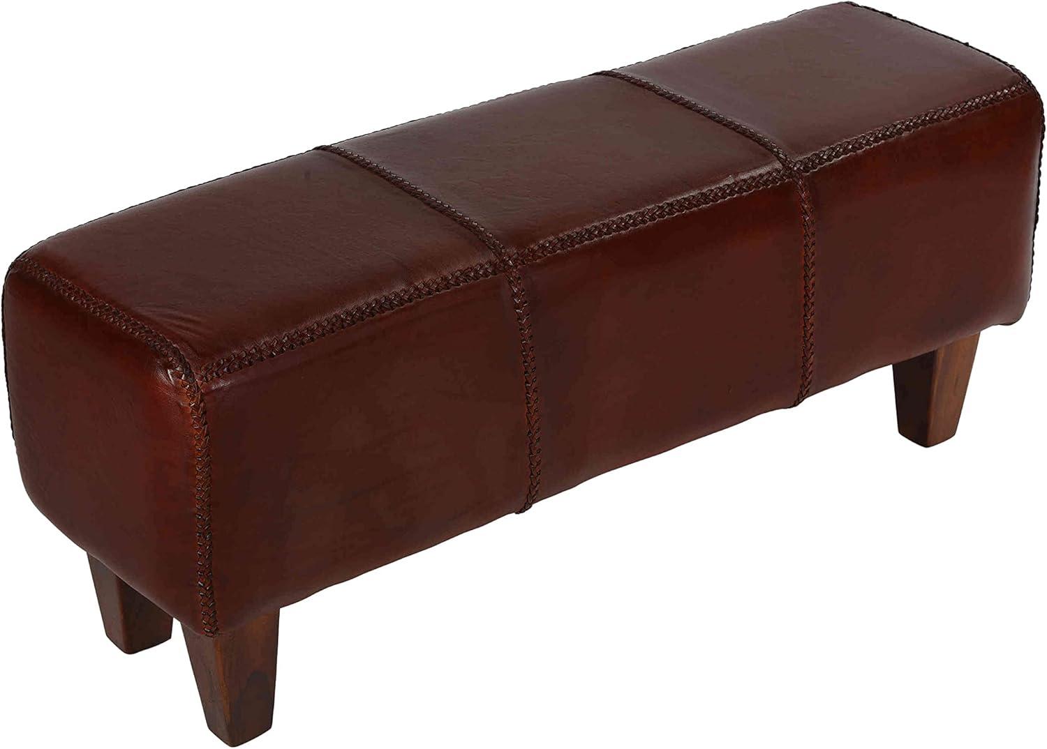 Genuine Leather Upholstered Bench