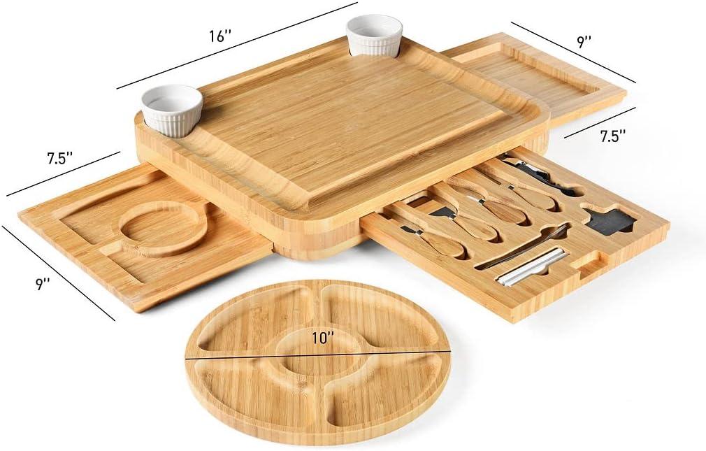 Bamboo Rectangular Charcuterie Board Set with Cheese Tools