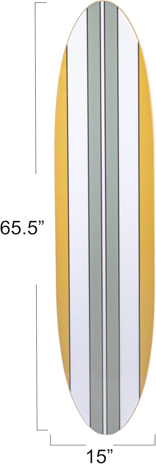 Creative Co-Op 65.5 Inches Reclaimed Wood Striped Surfboard Wall Décor, Multicolor